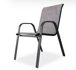 [LRT C-007/A] CHAISE DE JARDIN REF LRTC-007/A STEEL TEXTILENE  CHAIR , CHAIR SIZE W54*D70*H90, BLACK FRAME + GREY TEXTILENE