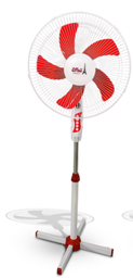 [FS40-002 Rouge] Ventilateur à pied 16&quot; Réf: FS40-002 5 pales pied en croix avec veilleuse / couleur Blanc Rouge / CTN de 2 pcs Marque: Effeil