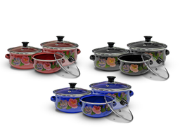 [671EDG] Casserole emmaillé série de 3pcs , couleur Bleu ou Rouge ou Noir, ctn de 12 séries Marque: EFFEIL