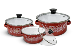 [111EDG] Casserole emmaillé série de 3pcs , couleur Bleu ou Rouge , ctn 12 Séries Marque: EFFEIL
