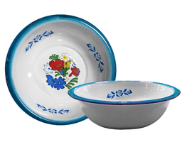 [Bassine emaillé couleur cremé decoré de 40cm (ctn de 2doz)] Bassine emaillé couleur cremé decoré de 40cm (ctn de 2doz)