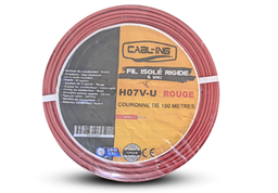 [H07V-U1.5R] FIL ISOLE RIGIDE 1,5MM2 H07V-U ROUGE (C/100M) CABLING TURQUIE