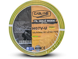 [H07V-U1.5VJ] FIL ISOLE RIGIDE 1,5MM2 H07V-U VERT JAUNE (C/100M) CABLING TURQUIE