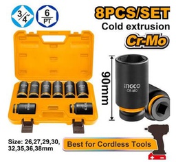 [HKISSD34082L] 8 Pcs 3/4"DR. deep impact socket set
